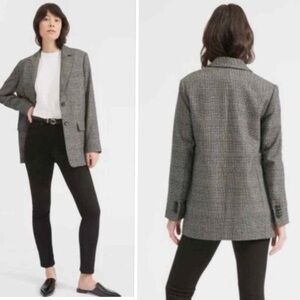 Everlane The Oversized Blazer Wool Blend In Glen Plaid Size 2